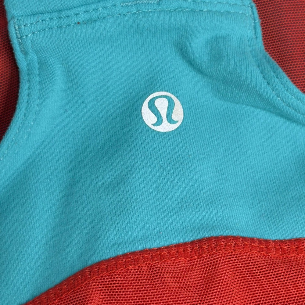 Lululemon Deep V Tank Turquoise Red Colourblock Racerback Yoga Top - Picture 8 of 10